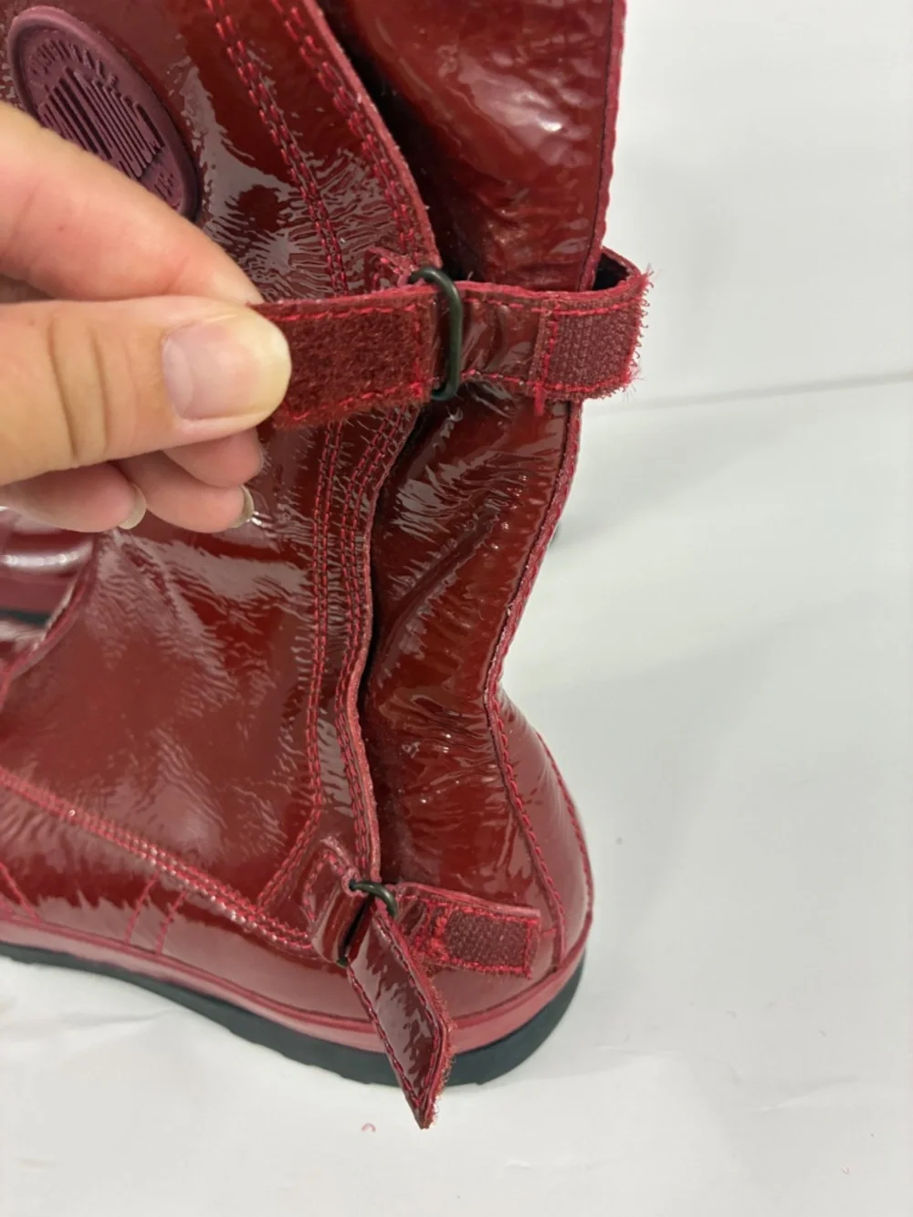Palladium Unbound Shibuya Boots 8 Red Patent Leather Tabi Toe Calf High Samurai